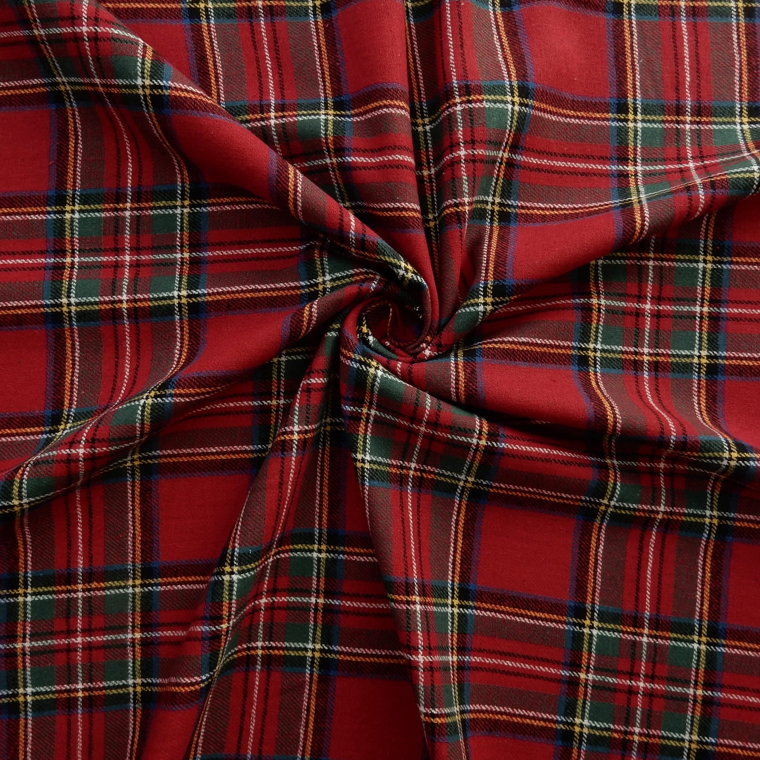 flannel yarn dyed plaid royal stewart red swirl